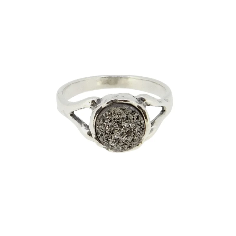Special Deals On Handcrafted And Designer Jewelry Black & Elegant Platinum Drusy Ring-R11641 Special Deals On Handcrafted And Designer Jewelry Black & Elegant Platinum Drusy Ring-R11641