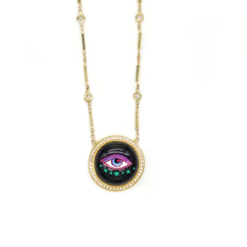 Sparkle For Less – Shop Jewelry Deals Now Blue Eye Pave Diamond Necklace