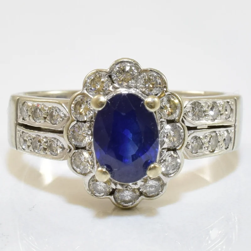 Stunning Jewelry At Even More Stunning Prices Blue Sapphire & Diamond Halo Engagement Ring | 0.90ct, 0.50ctw | SZ 5.5 | Stunning Jewelry At Even More Stunning Prices Blue Sapphire & Diamond Halo Engagement Ring | 0.90ct, 0.50ctw | SZ 5.5 |
