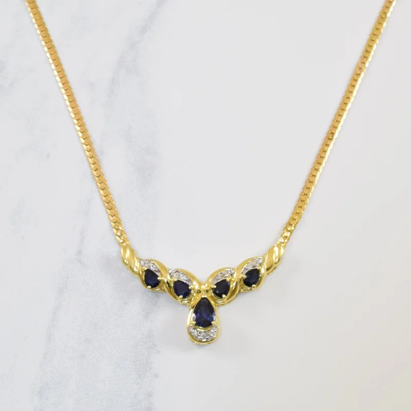 Grab Exquisite Jewelry At The Lowest Prices Blue Sapphire & Diamond Necklace | 1.25ctw, 0.06ctw | 16" | Grab Exquisite Jewelry At The Lowest Prices Blue Sapphire & Diamond Necklace | 1.25ctw, 0.06ctw | 16" |