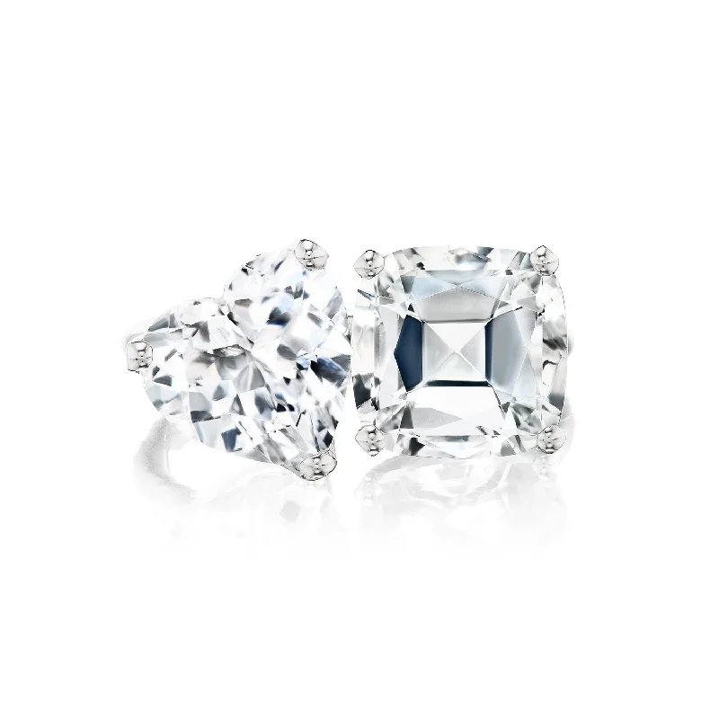 Shine Without Limits – Jewelry Sale Happening Now Bold 2-Stone Ring with White Topaz Cushion & Heart Shine Without Limits – Jewelry Sale Happening Now Bold 2-Stone Ring with White Topaz Cushion & Heart
