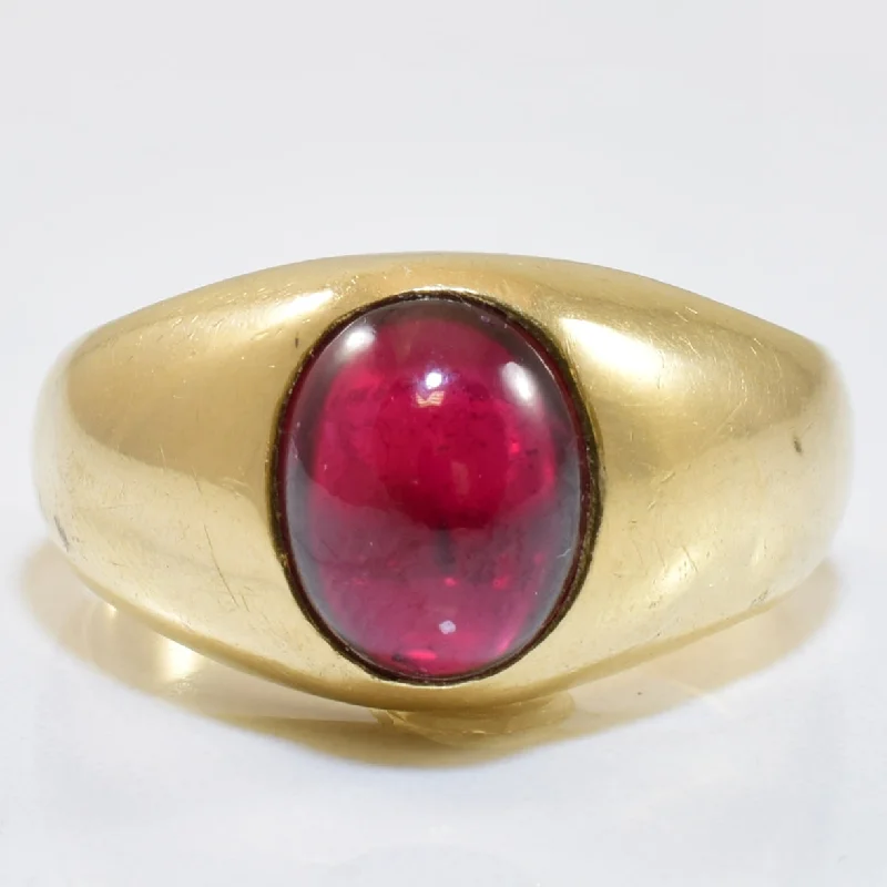 Classic And Modern Jewelry Styles On Sale Cabochon Synthetic Ruby Ring | 3.80ct | SZ 10 |