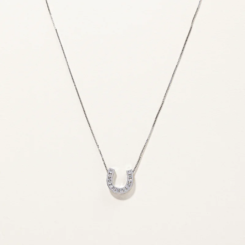 Upgrade Your Jewelry Collection For Less Channel Set Diamond Horseshoe Pendant Necklace | 0.28ctw | 18"| Upgrade Your Jewelry Collection For Less Channel Set Diamond Horseshoe Pendant Necklace | 0.28ctw | 18"|