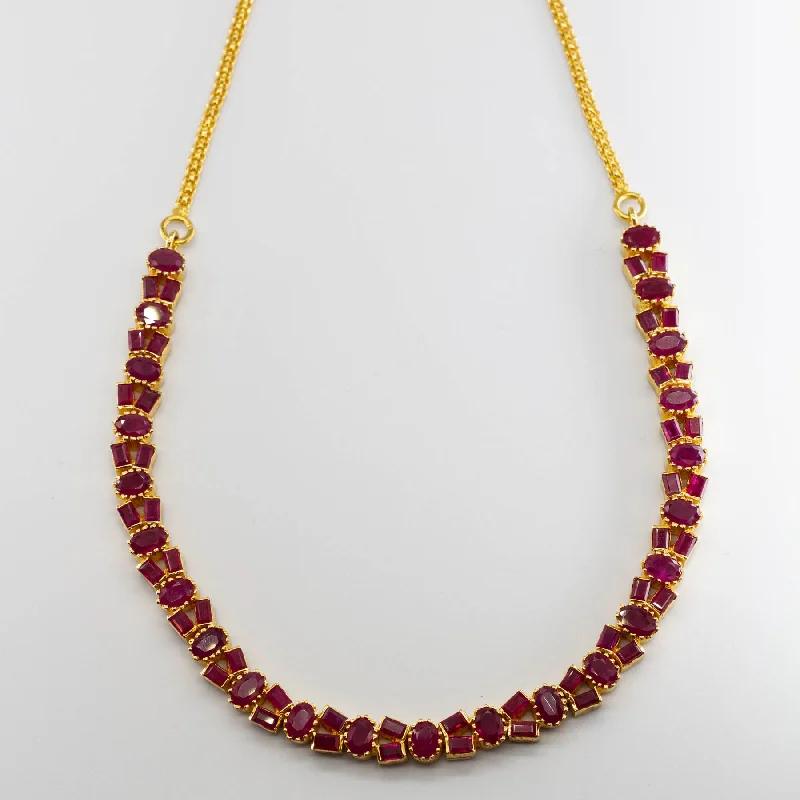 Flash Sale On Exquisite Jewelry – Don't Miss Out 22k Yellow Gold and Ruby Necklace | 13.50 ctw | 16" Flash Sale On Exquisite Jewelry – Don't Miss Out 22k Yellow Gold and Ruby Necklace | 13.50 ctw | 16"