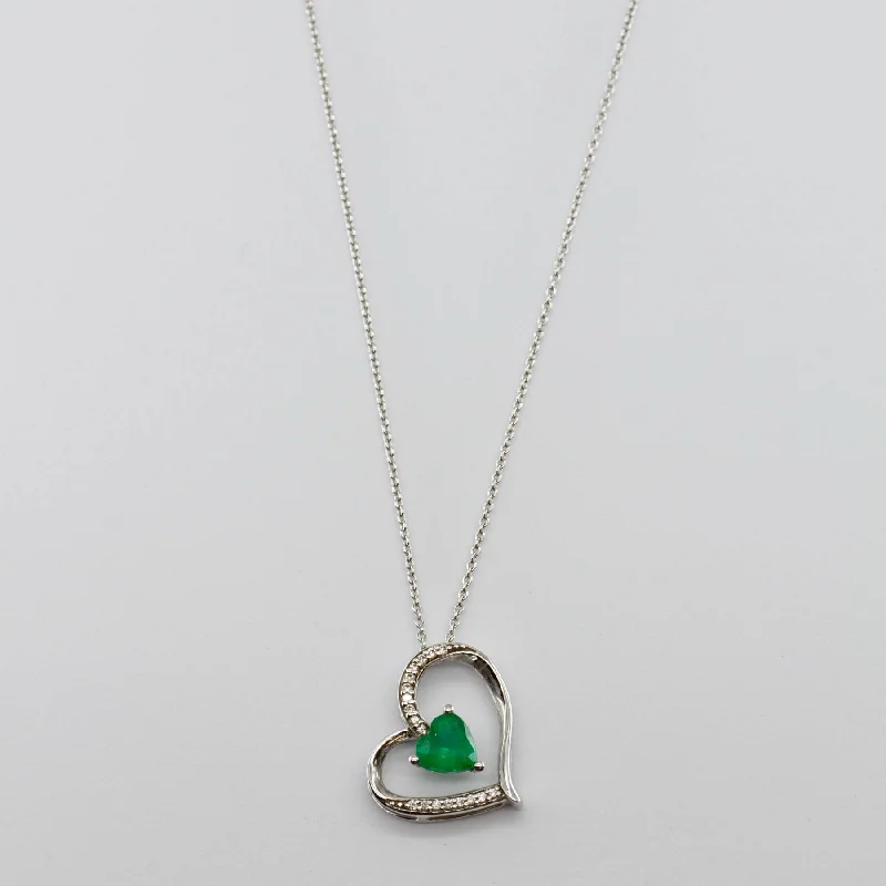 Best-Selling Jewelry Now Available At Special Deals 14k Emerald and Diamond Heart Necklace | 0.69 ct | 18"
