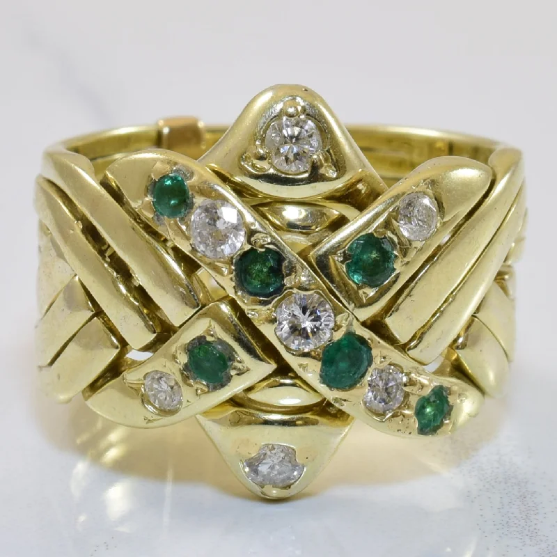 The Perfect Jewelry Piece At The Perfect Discount Diamond & Emerald Puzzle Ring | 0.36ctw, 0.24ctw | SZ 9.5 | The Perfect Jewelry Piece At The Perfect Discount Diamond & Emerald Puzzle Ring | 0.36ctw, 0.24ctw | SZ 9.5 |