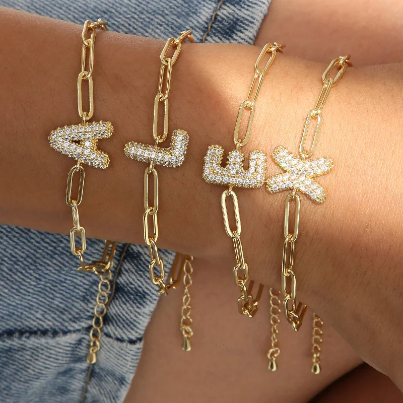 Stunning Statement Jewelry, Unbeatable Discounts CZ Initial Bubble Balloon Bracelet Gold Filled Stunning Statement Jewelry, Unbeatable Discounts CZ Initial Bubble Balloon Bracelet Gold Filled