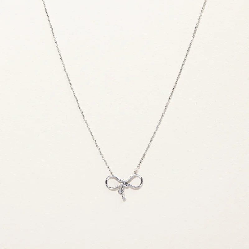 Jewelry Clearance – Final Chance To Save Big Diamond Bow Necklace | 0.02ctw | 18"| Jewelry Clearance – Final Chance To Save Big Diamond Bow Necklace | 0.02ctw | 18"|