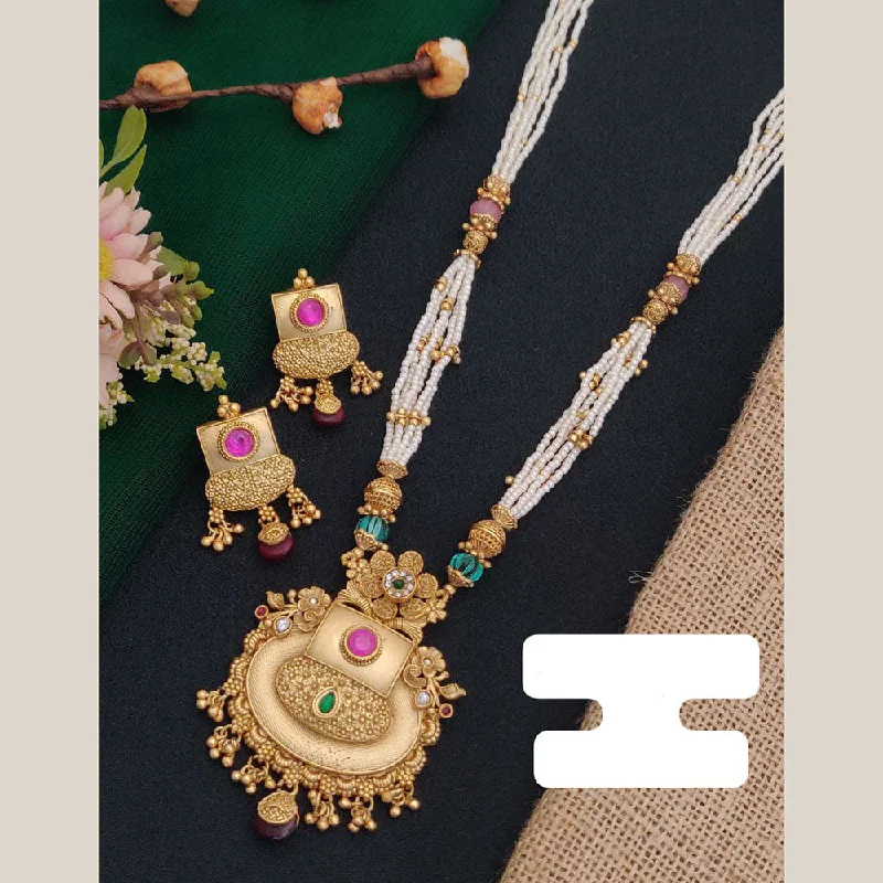 Best Jewelry Sale Prices – Limited-Time Offer FS Collection Gold Plated Pota Stone And Pearl Long Necklace Set Best Jewelry Sale Prices – Limited-Time Offer FS Collection Gold Plated Pota Stone And Pearl Long Necklace Set