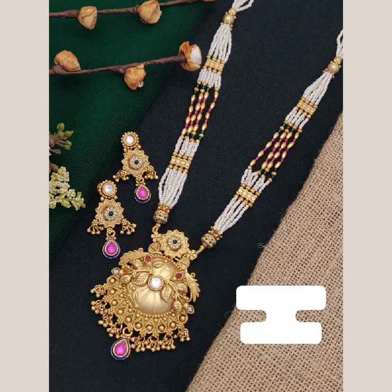 Jewelry Clearance – Final Chance To Save Big FS Collection Gold Plated Pota Stone And Pearl Long Necklace Set Jewelry Clearance – Final Chance To Save Big FS Collection Gold Plated Pota Stone And Pearl Long Necklace Set