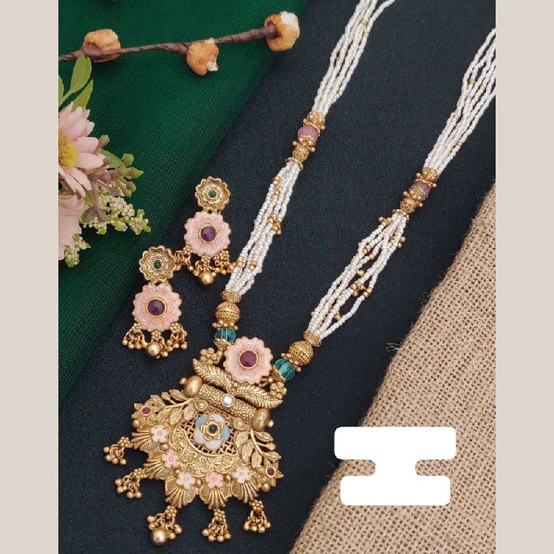 Stunning Jewelry At Even More Stunning Prices FS Collection Gold Plated Pota Stone And Pearl Long Necklace Set Stunning Jewelry At Even More Stunning Prices FS Collection Gold Plated Pota Stone And Pearl Long Necklace Set