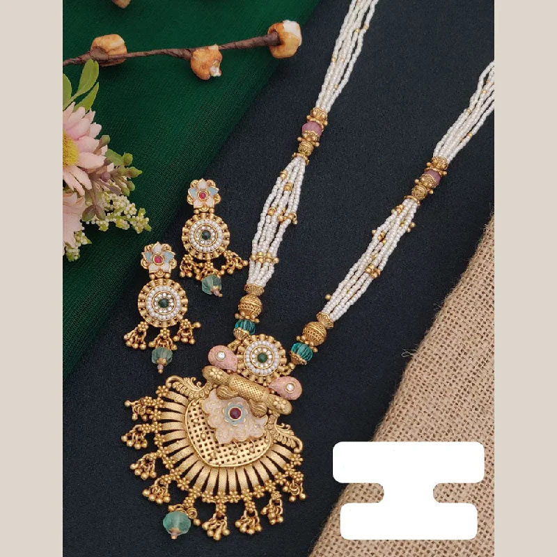 Exclusive Jewelry Markdowns – Limited-Time Offer FS Collection Gold Plated Pota Stone And Pearl Long Necklace Set Exclusive Jewelry Markdowns – Limited-Time Offer FS Collection Gold Plated Pota Stone And Pearl Long Necklace Set