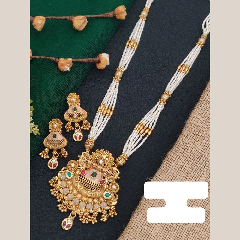 Shop Fine Jewelry With Amazing Deals FS Collection Gold Plated Pota Stone And Pearl Long Necklace Set Shop Fine Jewelry With Amazing Deals FS Collection Gold Plated Pota Stone And Pearl Long Necklace Set