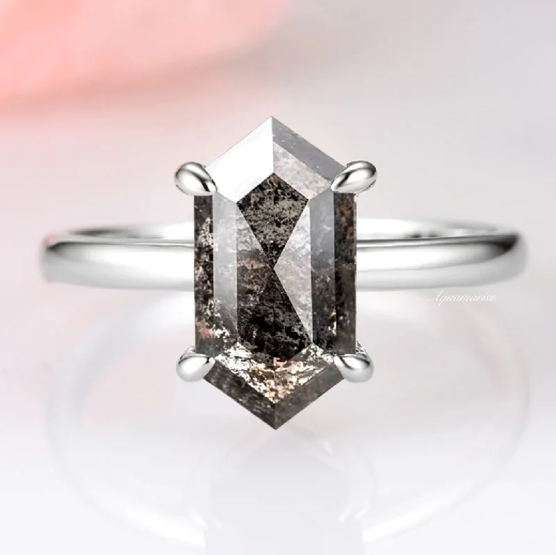 Luxury Jewelry At Unbeatable Discounts Hexagon Galaxy Raw Salt & Pepper (Herkimer) Diamond Ring- Sterling Silver Luxury Jewelry At Unbeatable Discounts Hexagon Galaxy Raw Salt & Pepper (Herkimer) Diamond Ring- Sterling Silver