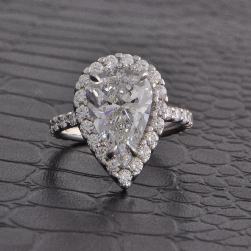 Exclusive Gemstone Jewelry At Special Prices GIA 3.90 ct. Pear Cut Diamond Engagement Ring in White Gold