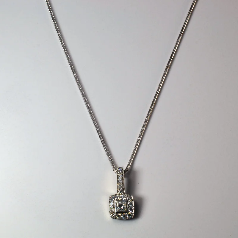 Shop Modern Jewelry Collections With Exclusive Discounts Princess Cut Halo Diamond Necklace | 0.58ctw | 18" | Shop Modern Jewelry Collections With Exclusive Discounts Princess Cut Halo Diamond Necklace | 0.58ctw | 18" |