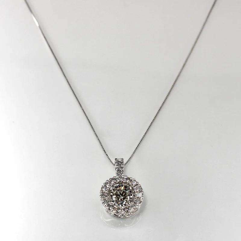 Premium Jewelry, Premium Discounts – Act Fast Halo Style Hanging Diamond Pendant Necklace | 1.50ctw | 18"|