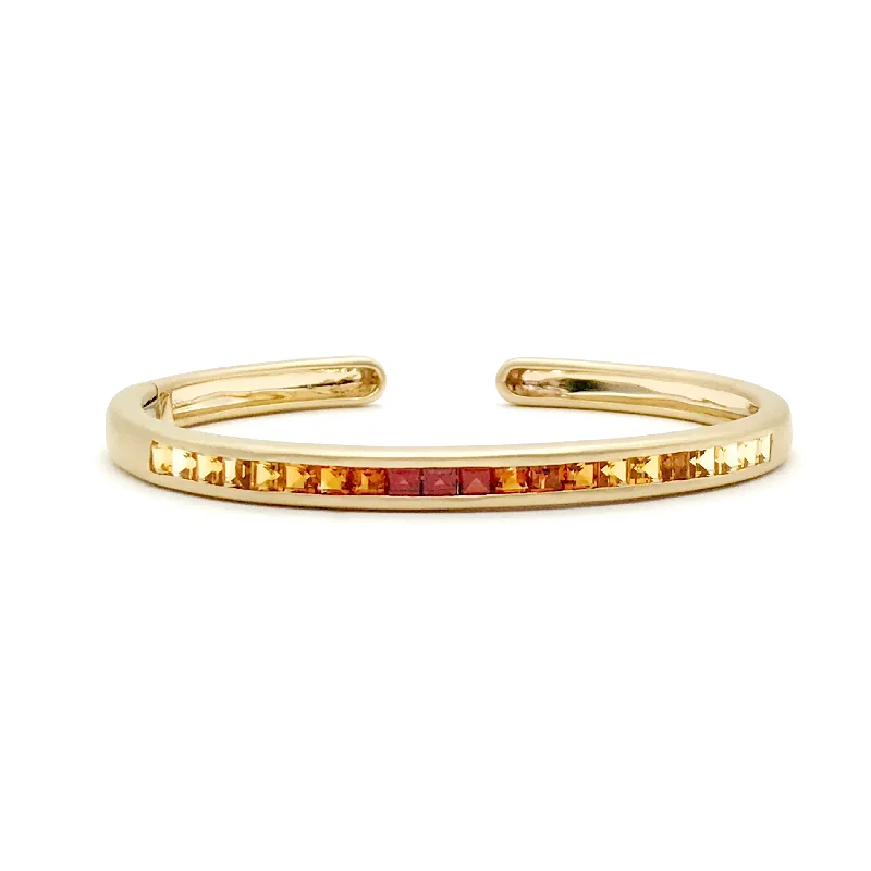 The Ultimate Jewelry Sale – Exclusive Styles At Great Prices Hinged Oval Cuff Bracelet with Ombre Citrine & Red Garnet Squares The Ultimate Jewelry Sale – Exclusive Styles At Great Prices Hinged Oval Cuff Bracelet with Ombre Citrine & Red Garnet Squares