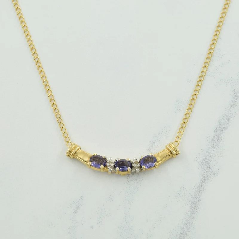Shop Modern Jewelry Collections With Exclusive Discounts Iolite & Diamond Pendant Necklace | 0.36ctw, 0.01ctw | 17.50" | Shop Modern Jewelry Collections With Exclusive Discounts Iolite & Diamond Pendant Necklace | 0.36ctw, 0.01ctw | 17.50" |