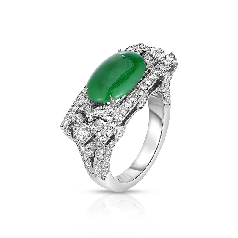 Limited-Time Jewelry Sale – Don't Miss These Deals Jade & Diamond Saddle Ring