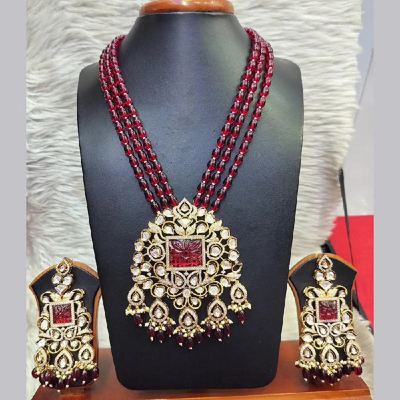Elevate Your Outfit With Discounted Statement Jewelry Jain Jewellers Gold Plated Kundan And Beads Long Necklace Set Elevate Your Outfit With Discounted Statement Jewelry Jain Jewellers Gold Plated Kundan And Beads Long Necklace Set
