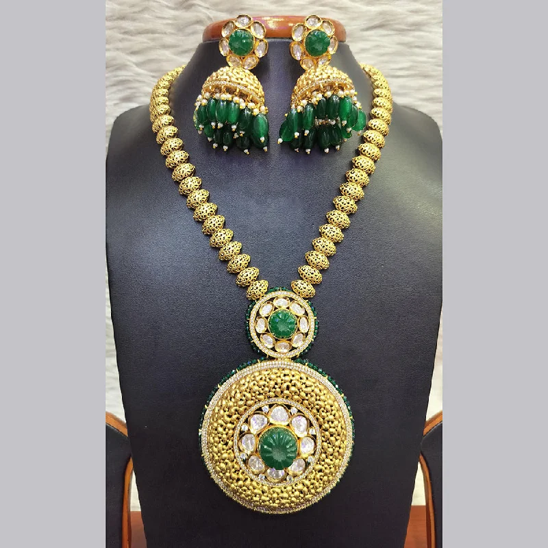 Final Call For Exquisite Jewelry At Reduced Rates Jain Jewellers Gold Plated Kundan Long Necklace Set Final Call For Exquisite Jewelry At Reduced Rates Jain Jewellers Gold Plated Kundan Long Necklace Set