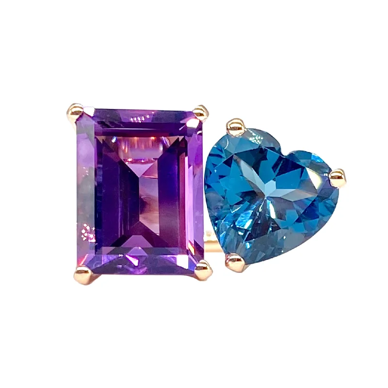 Premium Diamond Jewelry At Once-In-A-Lifetime Discounts Bold 2-Stone Ring with Amethyst & London Blue Topaz Premium Diamond Jewelry At Once-In-A-Lifetime Discounts Bold 2-Stone Ring with Amethyst & London Blue Topaz