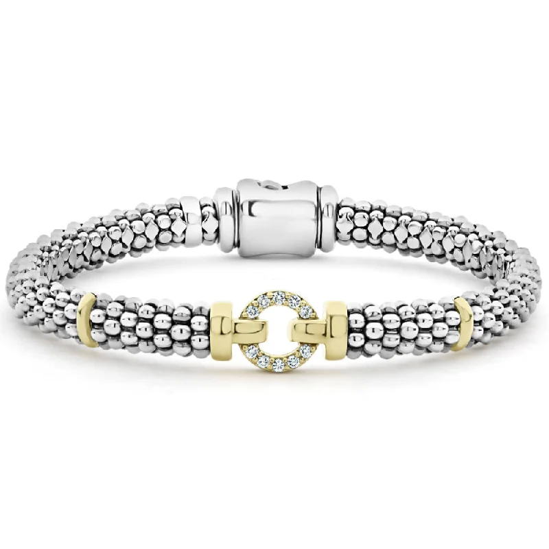 Limited-Time Offer On Premium Jewelry Collections Lagos Enso Two-Tone Diamond Circle Caviar Bracelet Limited-Time Offer On Premium Jewelry Collections Lagos Enso Two-Tone Diamond Circle Caviar Bracelet