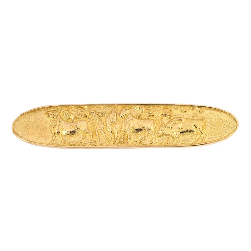 Trending Jewelry Now At Unbeatable Prices Lalaounis Carved Ox/Bull Oval Bar Pin