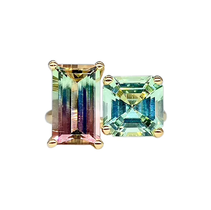 Big Savings On Your Favorite Jewelry Pieces One of a Kind Bold 2-Stone Ring with Bi-Color Tourmaline & Light Green Tourmaline Big Savings On Your Favorite Jewelry Pieces One of a Kind Bold 2-Stone Ring with Bi-Color Tourmaline & Light Green Tourmaline