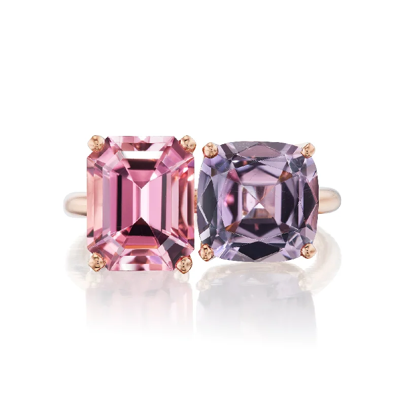Premium Jewelry At Promotional Prices – Shine Today One of a Kind Bold 2-Stone Ring with Pink Tourmaline & Grey Purple Tourmaline