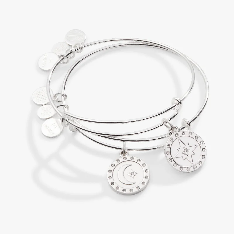 Unmissable Jewelry Clearance – Final Reductions Pavé North Star + Moon Charm Bangle, Set of 2 Unmissable Jewelry Clearance – Final Reductions Pavé North Star + Moon Charm Bangle, Set of 2