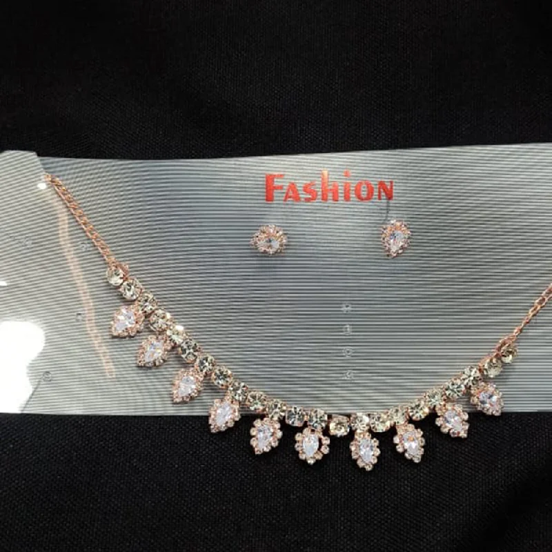 Personalized Jewelry At Special Discount Rates Pooja Bangles Rose Gold Plated Austrian Stone Necklace Set Personalized Jewelry At Special Discount Rates Pooja Bangles Rose Gold Plated Austrian Stone Necklace Set