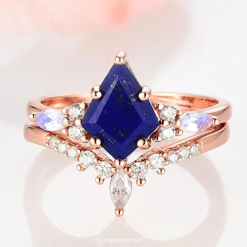 Affordable Luxury Jewelry For Every Occasion Skye Kite™ Kite Lapis Lazuli & Moonstone Ring Set- 14K Rose Gold Vermeil Affordable Luxury Jewelry For Every Occasion Skye Kite™ Kite Lapis Lazuli & Moonstone Ring Set- 14K Rose Gold Vermeil