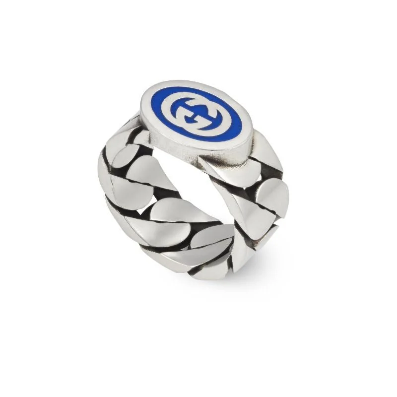 Luxury Jewelry At Unbeatable Discounts STSLVR BLUE ENMAEL GUCCI INTERLOCKING G RING Luxury Jewelry At Unbeatable Discounts STSLVR BLUE ENMAEL GUCCI INTERLOCKING G RING