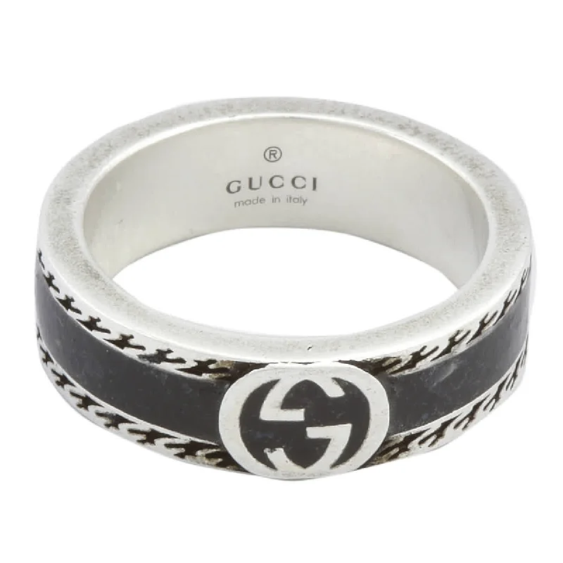 Premium Jewelry Now Available At Special Discounts STSLVR GUCCI BLACK ENAMEL INTERLOCKING G RING Premium Jewelry Now Available At Special Discounts STSLVR GUCCI BLACK ENAMEL INTERLOCKING G RING
