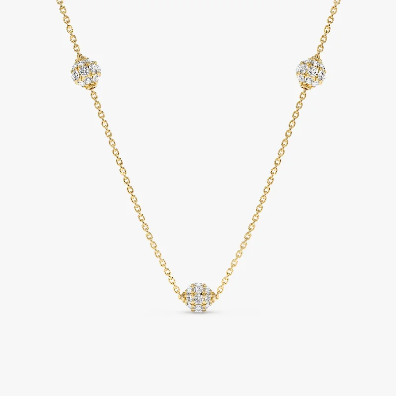 Bold And Beautiful Jewelry Now At Irresistible Prices Triple Diamond Ball Station Necklace, Olivia