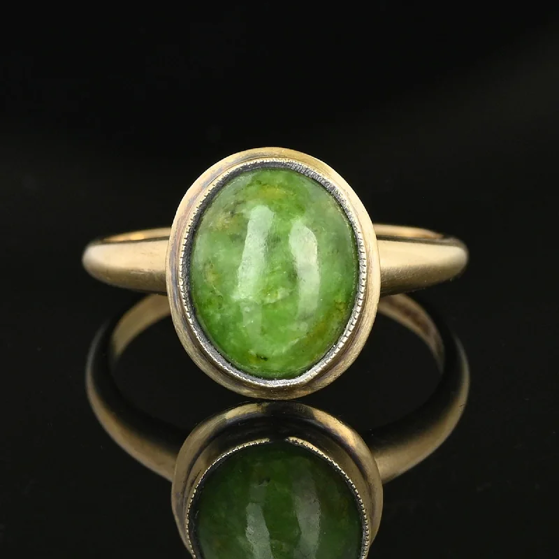 Elevate Your Outfit With Discounted Statement Jewelry Vintage 10K Gold Cabochon Green Serpentine Ring Elevate Your Outfit With Discounted Statement Jewelry Vintage 10K Gold Cabochon Green Serpentine Ring