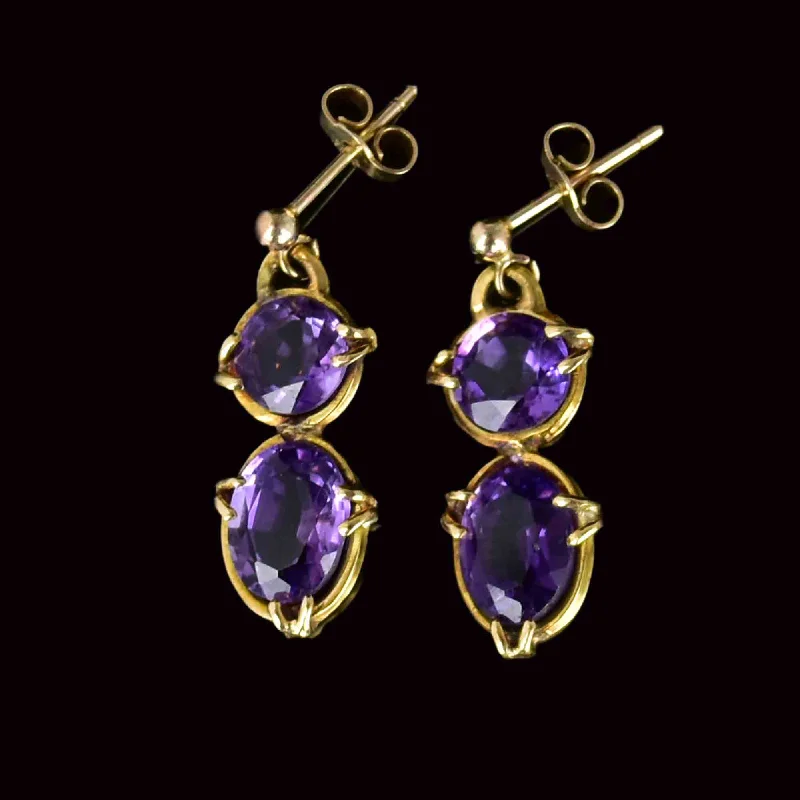 Fashion-Forward Jewelry At Exclusive Discounts Vintage Gold Large Amethyst Stud Drop Earrings Fashion-Forward Jewelry At Exclusive Discounts Vintage Gold Large Amethyst Stud Drop Earrings